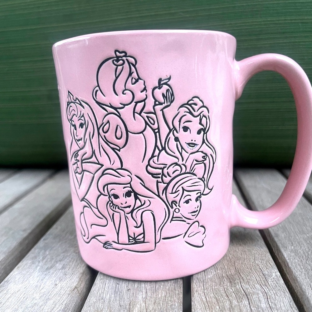Disney Princess Pink 15 oz Ceramic Coffee Mug Ariel Belle Snow White Aurora